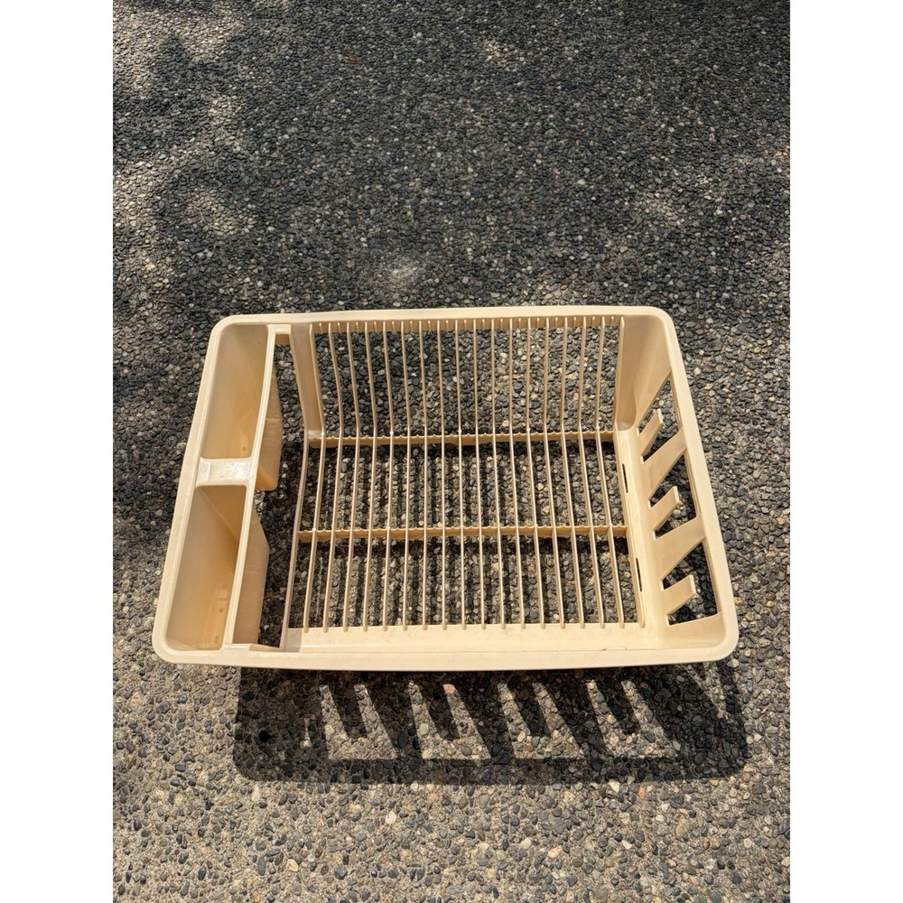 Vintage Rubbermaid Twin Sink Dish Drying Drainer Rack White Hard Plastic 6050